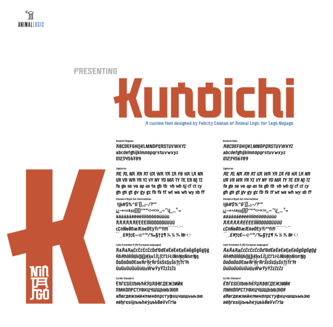 Kunoichi – a custom font designed for Lego